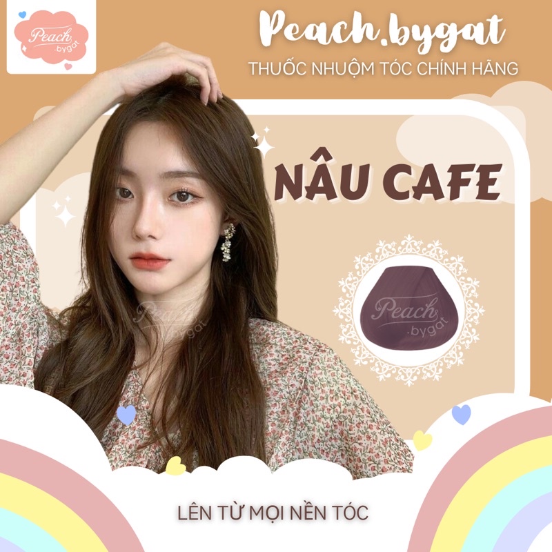 Thuốc nhuộm tóc Nâu CAFE không cần dùng thuốc tẩy tóc của Peach.bygat