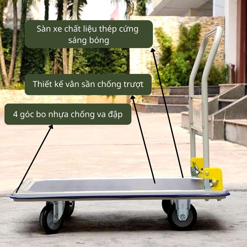 Xe đẩy hàng siêu thị 4 bánh chống ồn gấp gọn Jumbo Thái Lan HL-110C tải trọng 170kg bảo hành chính hãng 12 tháng