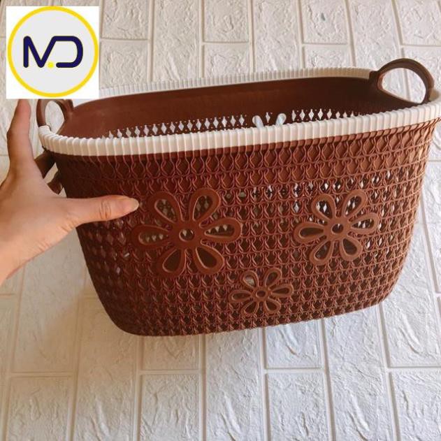 Giỏ nhựa giả đan mây đựng đồ có quai cầm -  Giỏ nhựa đan kiểu dáng Hàn Quốc nhựa Việt Nhật