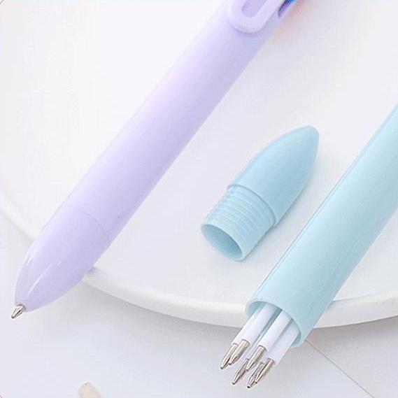 Bút Bi Dạng Nhấn 6 Màu Macaron Dễ Thương