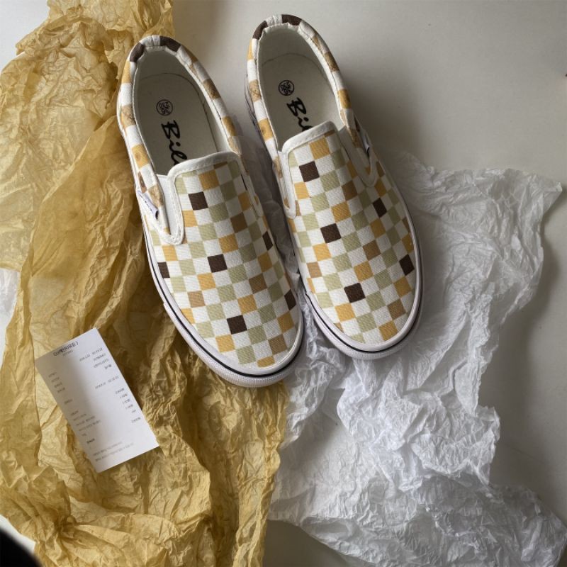 [ORDER] Giày slip on ulzzang họa tiết kẻ caro (giày lười)