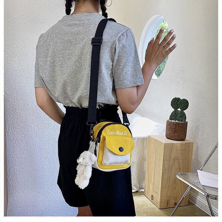 Túi Vải Canvas Đeo Chéo Tide Mian Phong Cách Hàn Quốc Xinh Xắn Dành Cho Nữ