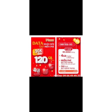 Sim Viettel V120z ( FREE THÁNG ĐẦU TIÊN KHÔNG CẦN NẠP THẺ)