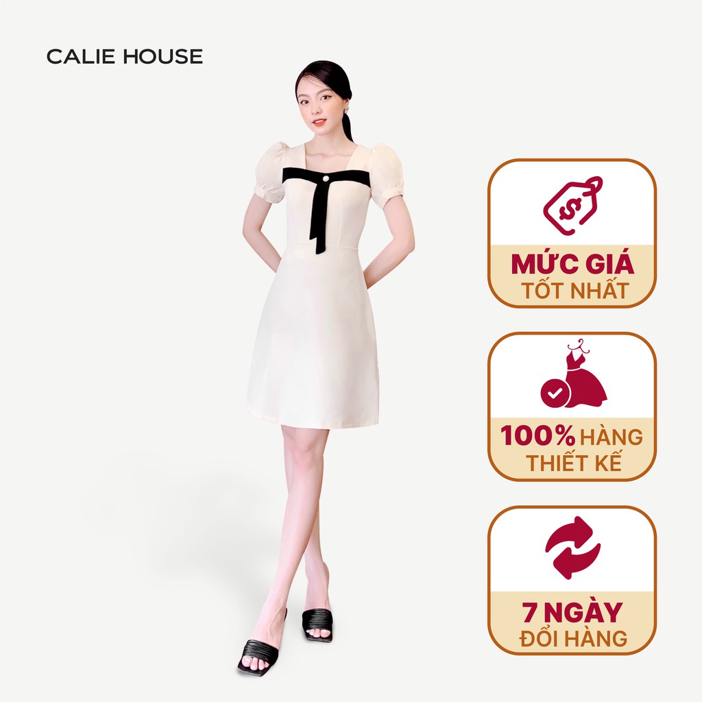 Váy 1 cúc ngang ngực thời trang công sở Calie House V280