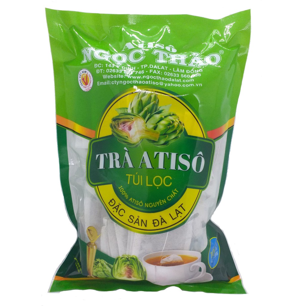 [Mã GROSALE giảm 10% đơn 150K] Trà Atiso túi lọc Ngọc Thảo Đà Lạt gói 100 túi đồ uống thanh nhiệt giúp làm đẹp da mặt