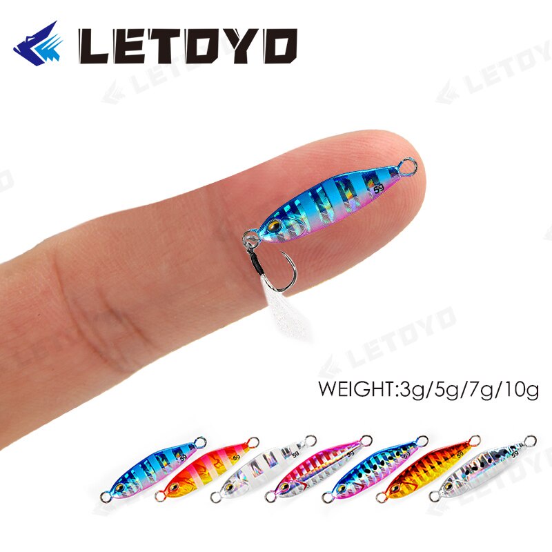 LETOYO vi mô Jigging 3g/5g/7g/10g Mồi Giả Câu Cá Bằng Kim Loại Cứng câu cá biển giải quyết nước mặn cú sút xa Mồi bờ