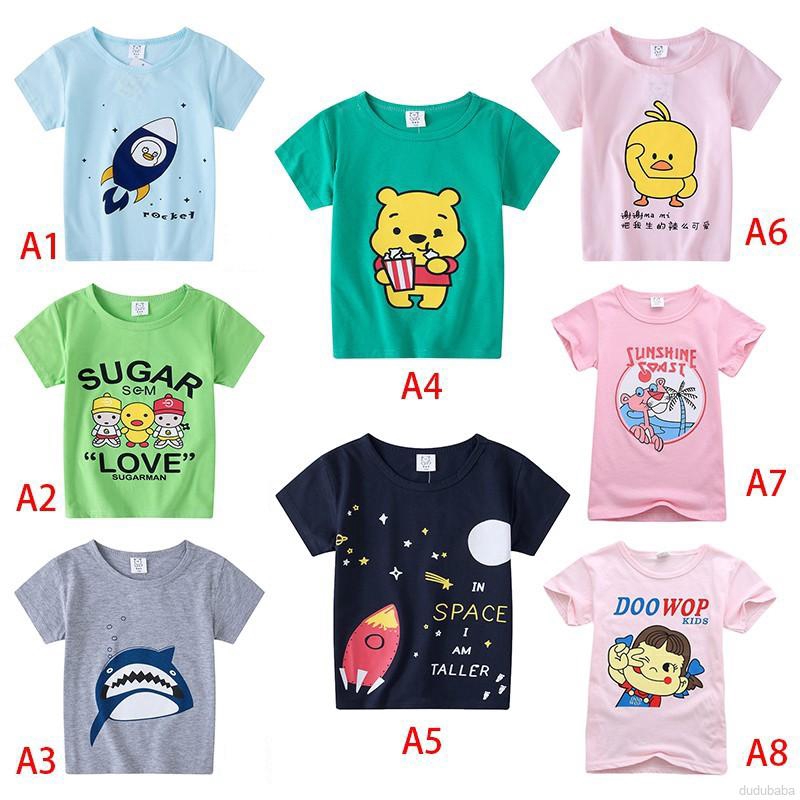 Áo thun in hoạt hình xinh xắn dành cho bé trai và bé gái 2-7 tuổi