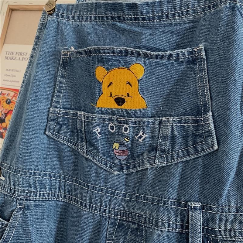 Yếm quần ống rộng thêu hình gấu Pooh 🐻