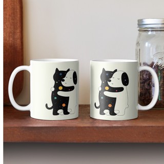 Cốc sứ ly sứ uống nước , cốc cá nhân hình chú chó ôm nhau quà tặng độc đáo