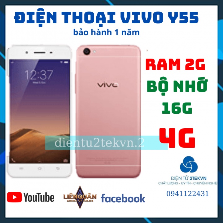 [Mã 1511ELSALE hoàn 7% đơn 300K] Điện thoại Vivo Y55 RAM 2GB/16GB chính hãng hỗ trợ 4G, chơi game mượt