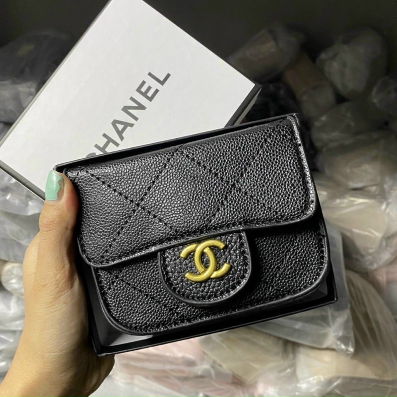 Túi Mini Đeo Chéo C.H.A.N.E.L Trần Trám Nhiều Ngăn, Túi Ví Mini Đeo Cổ Tag X