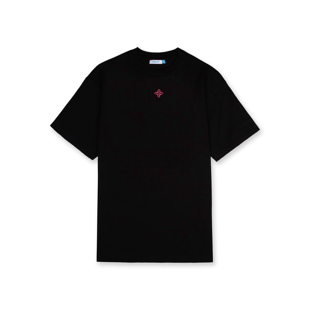 Áo thun Polo LE.VENTS Kim tuyến chữ hồng unisex form rộng tay lỡ