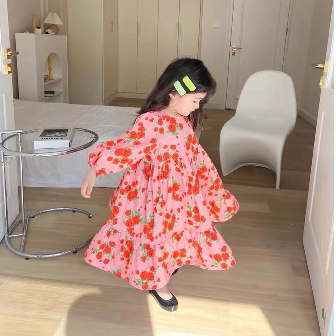 Váy dài tay thu đông họa cực xinh cho bé gái size nhỡ size đại T02