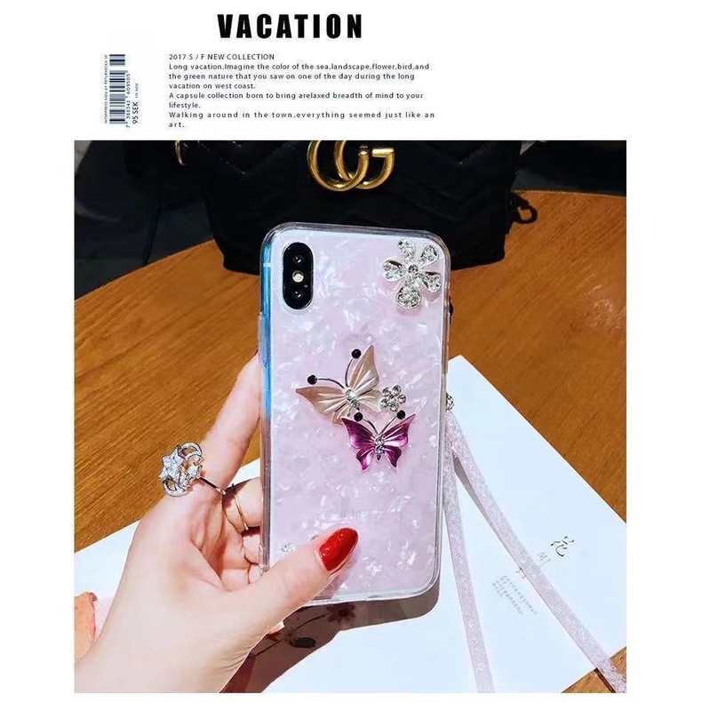 Ốp Điện Thoại Đính Đá Hình Bướm Cho Samsung S23 S22 Ultra S21 S20 Plus S10 S9 S8 Note 20 10 S21fe S20fe