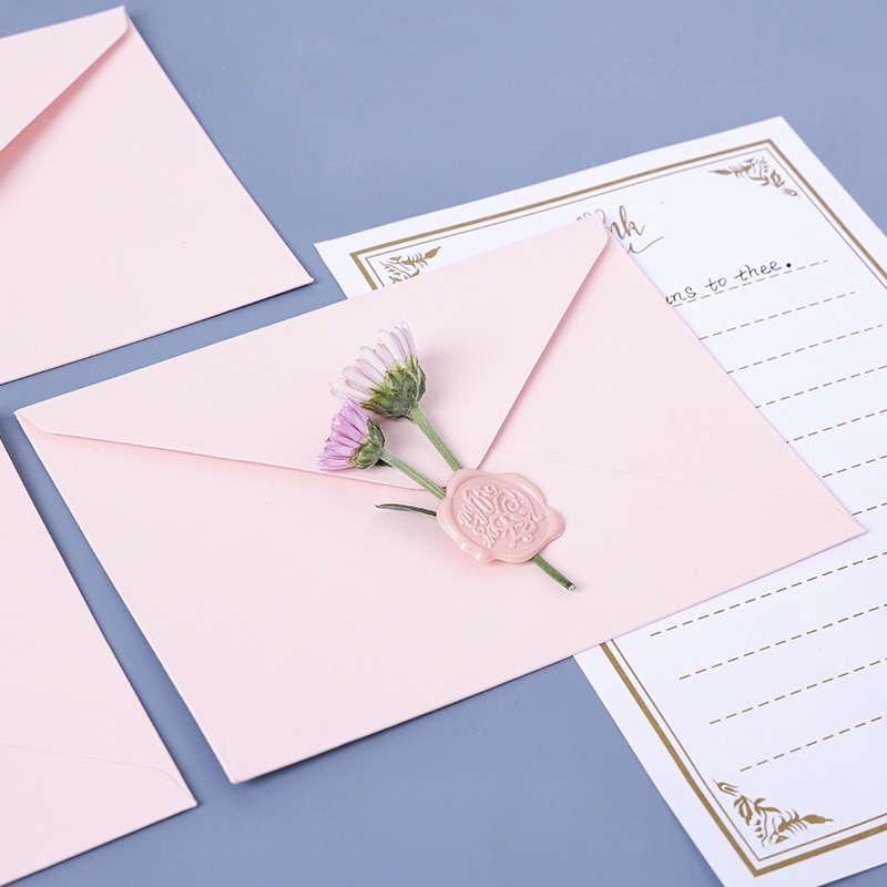 Bộ 5 Miếng Dán Phong Bì Màu Hồng Xinh Xắn