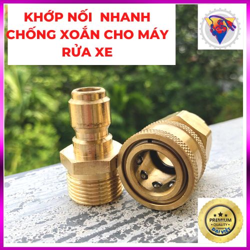 Khớp nối nhanh đầu ra máy rửa xe gia đình, khớp nối nhanh ren 22mm, khớp nối nhanh cho máy rửa xe cao áp