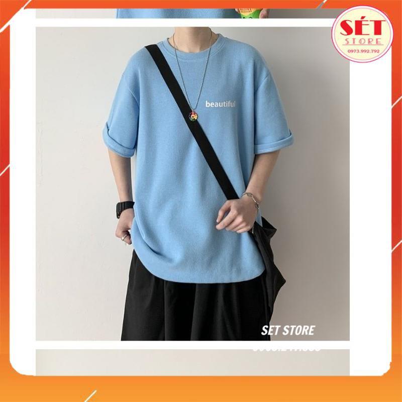 Áo thun nam cổ tròn unisex form rộng Đẹp in chữ BEAUTIFUL 💥ĐEN,TRẮNG,VÀNG,HỒNG,XANH BIỂN,