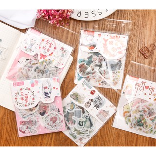 Bộ Sticker 40 miếng dán nhiều mẫu trang trí tranh vẽ, sổ tay, planner