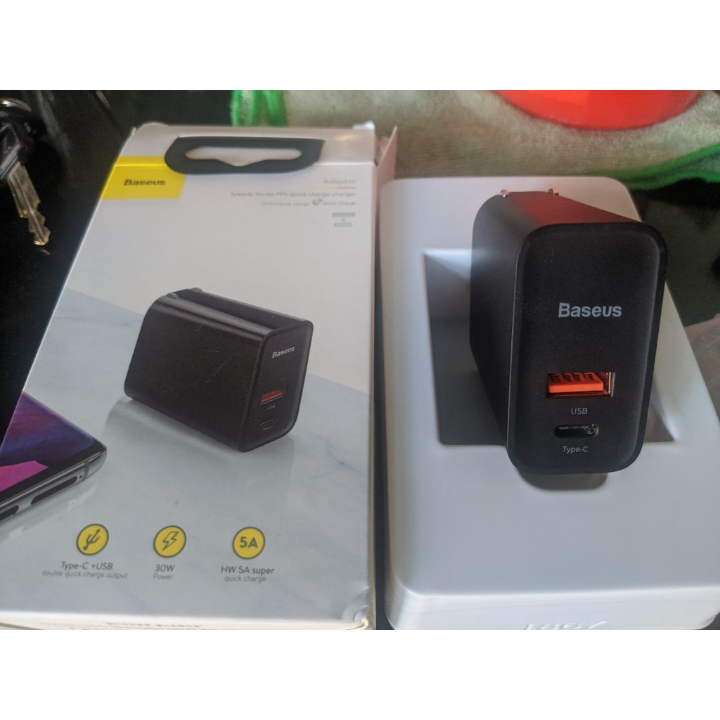 🌟CHÍNH HÃNG🌟 Củ Sạc nhanh 30W Baseus 2Cổng USB/Type-C Hỗ Trợ Sạc Nhanh QC 3.0 Power Delivery PD 3.0 {BẢO HÀNH ĐỔI MỚI}