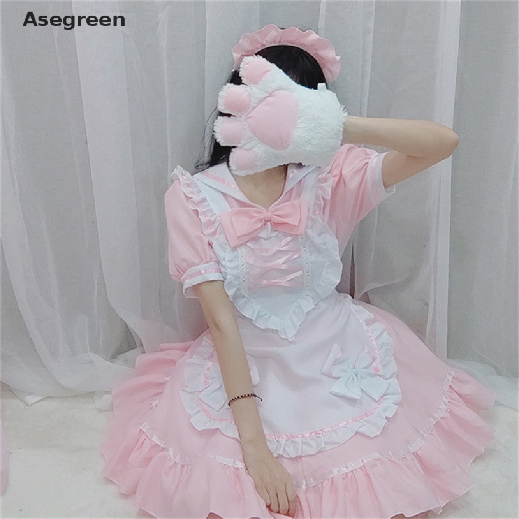 [Asegreen] Tạp Dề Hóa Trang Mèo Phối Ren Phong Cách Lolita