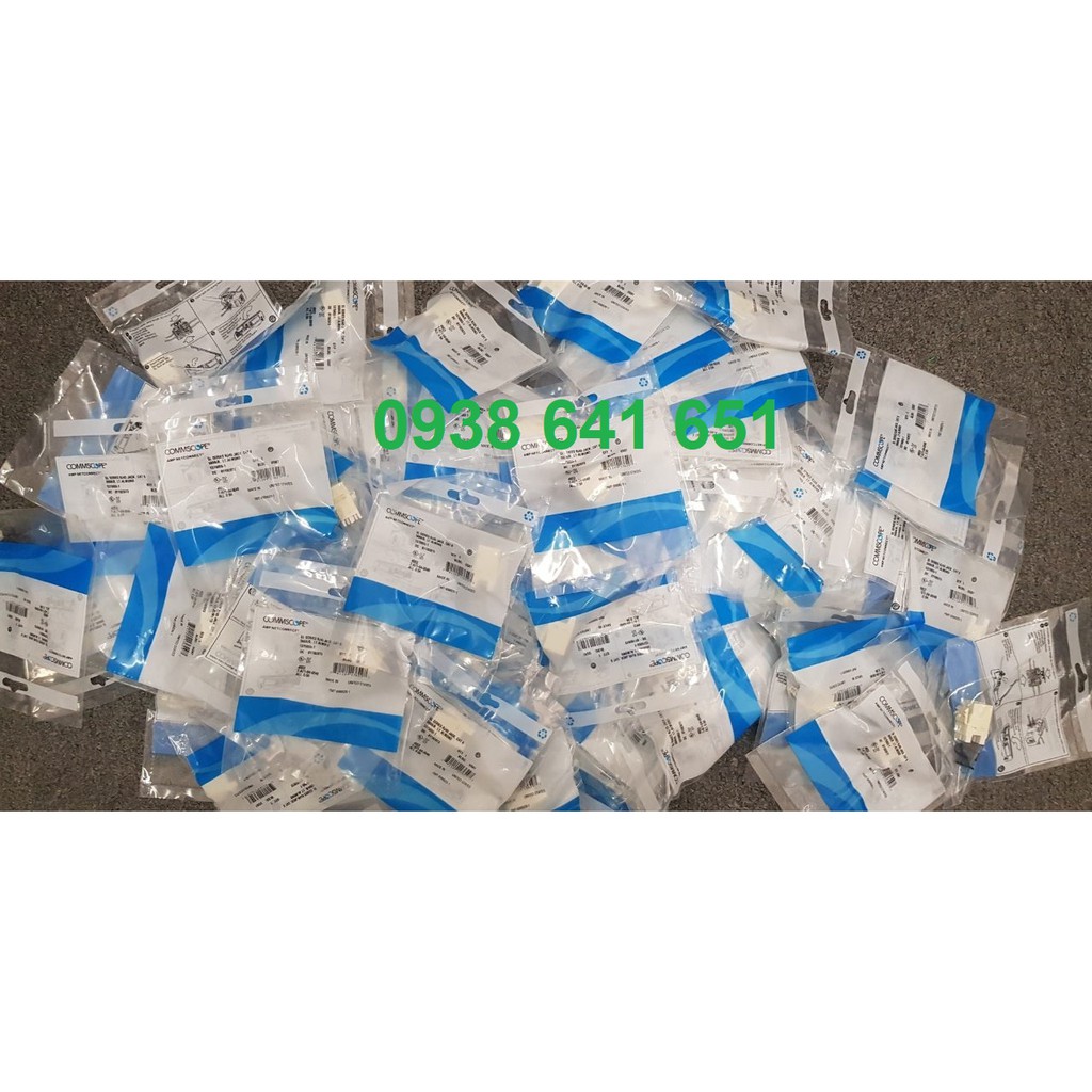 Bộ ổ cắm mạng đôi AMP/Commscope gồm: 1 cổng Mạng Cat6 + 1 cổng Điện Thoại Cat3 chính hãng có CO, CQ