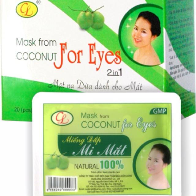 Mặt nạ dừa Cửu Long 2 in 1 công nghệ sinh học giảm thâm quầng bọng mắt chống lão hoá