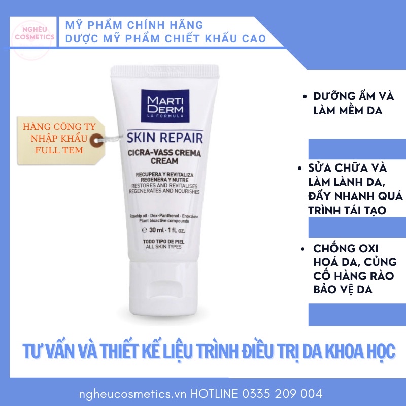 Kem Dưỡng Ẩm Tái Tạo Phục Hồi Da Marti Repair Cicra Vass 30ML