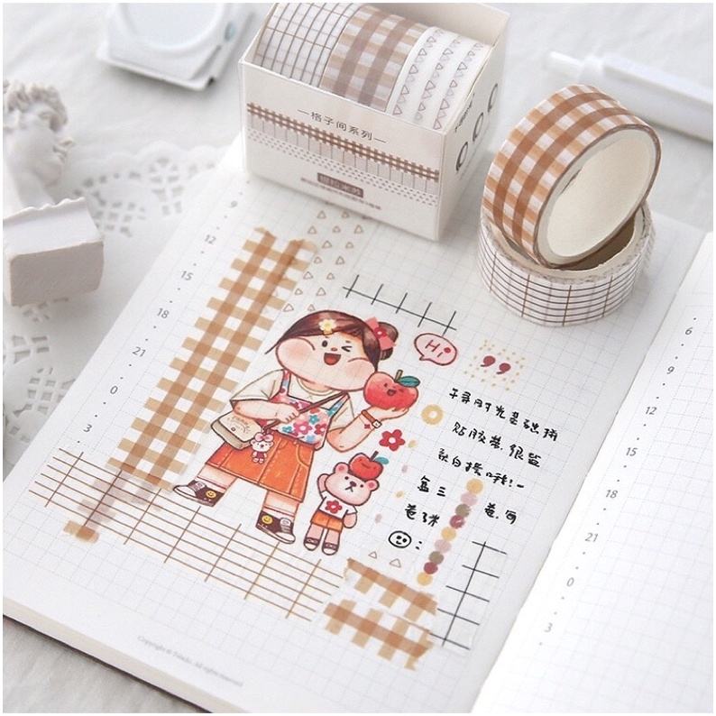 [12 mẫu] Set 3 và 5 cuộn băng dính washi tape trang trí sổ nhật ký