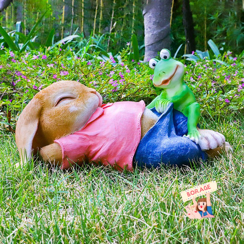 Mô Hình Ếch Và Thỏ Bunny Trang Trí Sân Vườn