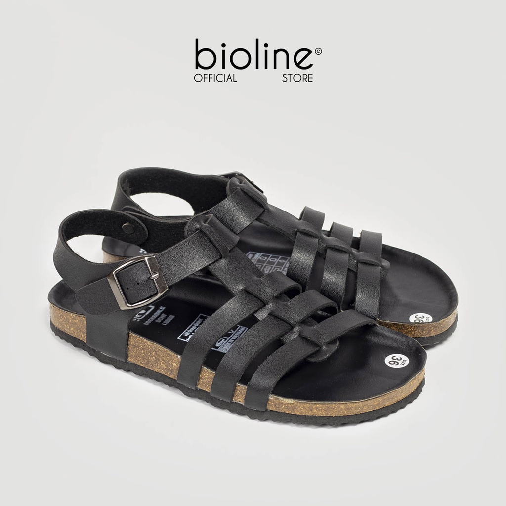 PU12-Dép sandal đế trấu BIRKEN Unisex, dép quai hậu xăng đan học sinh đi học chính hãng BIOLINE