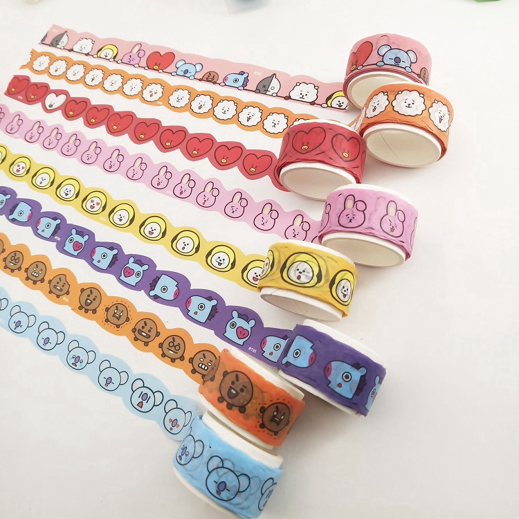 Cuộn băng washi trang trí in hình BTS BT21 DIY