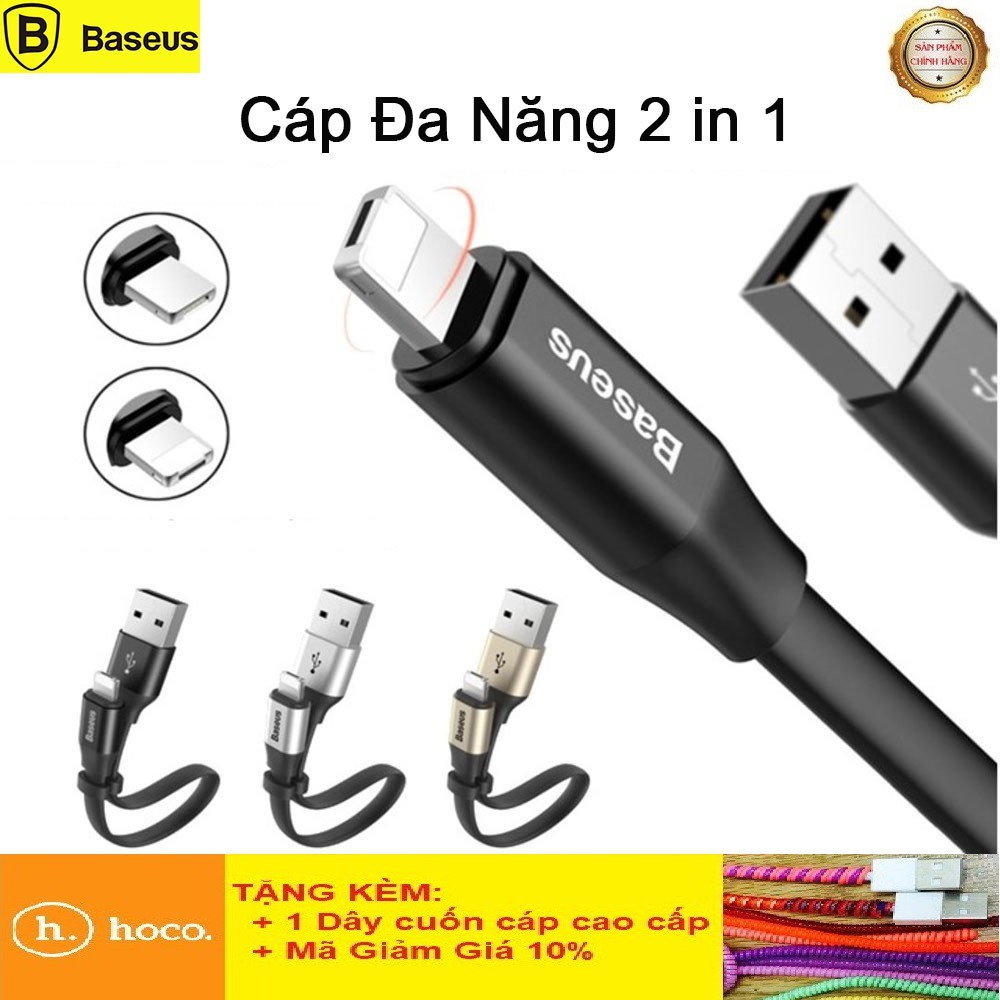 Dây Sạc Đa Năng Baseus 2 in 1,1 Đầu Cắm 2 Chân & Micro USB-Dài 23cm-Bảo Hành 12T