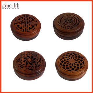 Lư Đốt Trầm Gỗ Hương Khoanh-Xông Khoanh Trầm-Cao 2,5cm-Đường Kính 8,5cm-Nâu Đỏ,Giao Mẫu Ngẫu Nhiên.