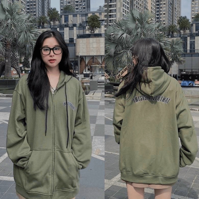 Áo Khoác Hoodie Kiểu Zip Kéo Logo THISISNEVERTHAT Chất Nỉ PE Mềm Mịn Thoáng Mát Cực Hottrend