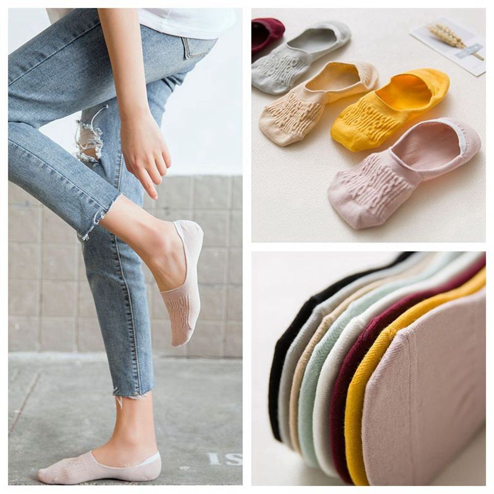 Đôi vớ chân len cổ thấp màu trơn phong cách trẻ trung