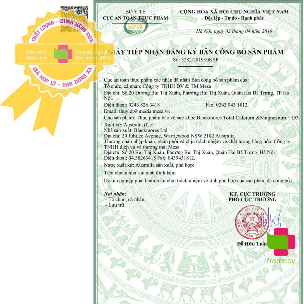 Viên uống Canxi Total Blackmores Úc Total Calcium Magnesium + D3 200 viên - Úc
