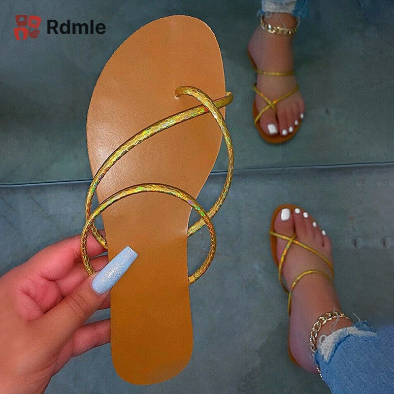 [COD]# RDMLE Women Summer Casual Flat Toe Beach Sandals Slippers Slip-on Flip Flop Shoes