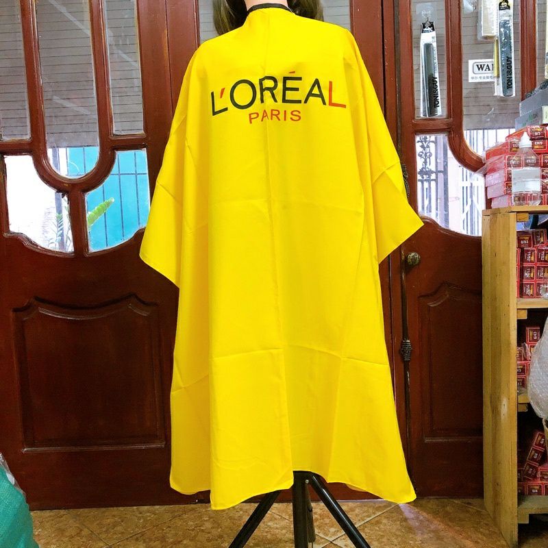 Áo choàng LOREAL , khăn choàng cắt tóc có chun cổ co giãn cho salon và gia  đình