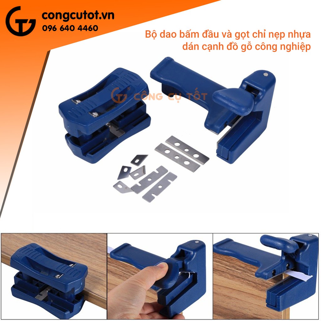 Bộ dao bấm đầu và gọt chỉ nhựa dán cạnh đồ gỗ công nghiệp