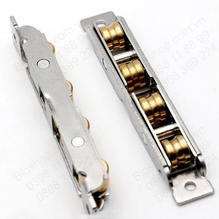 Bánh xe 4 rộng 14mm lắp cho cửa cửa lùa, trượt bằng inox không gỉ, Loại Puly có rãnh hoặc phẳng tùy chọn