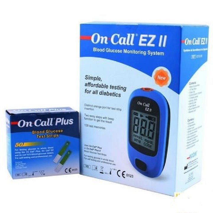 Máy đo đường huyết Acon USA Oncall EZ II dành cho người tiểu đường + tặng 25 que thử + 50 Kim chích máu