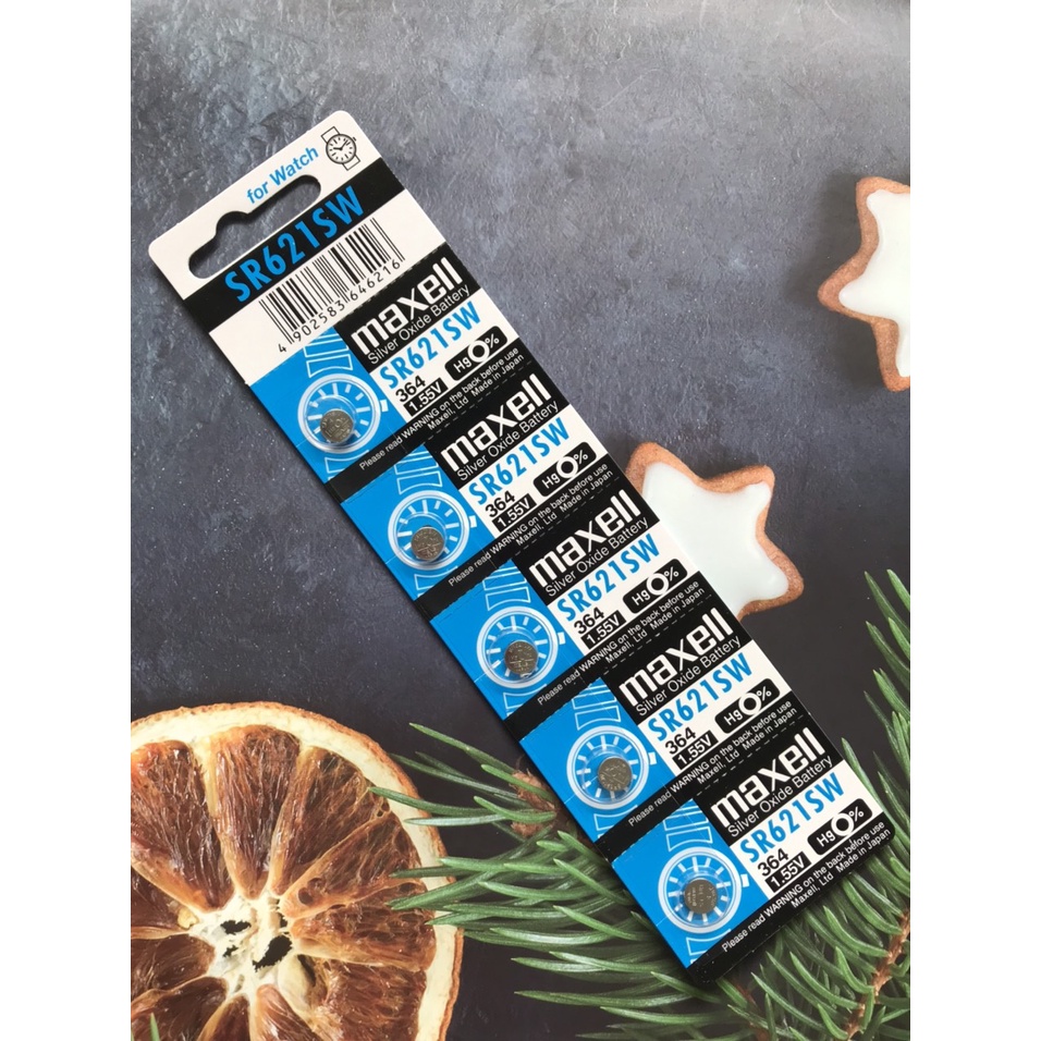 Vỉ 1 viên pin Maxell đồng hồ oxit bạc 621 AG1 SR621SW 364 chính hãng Nhật Bản Japan