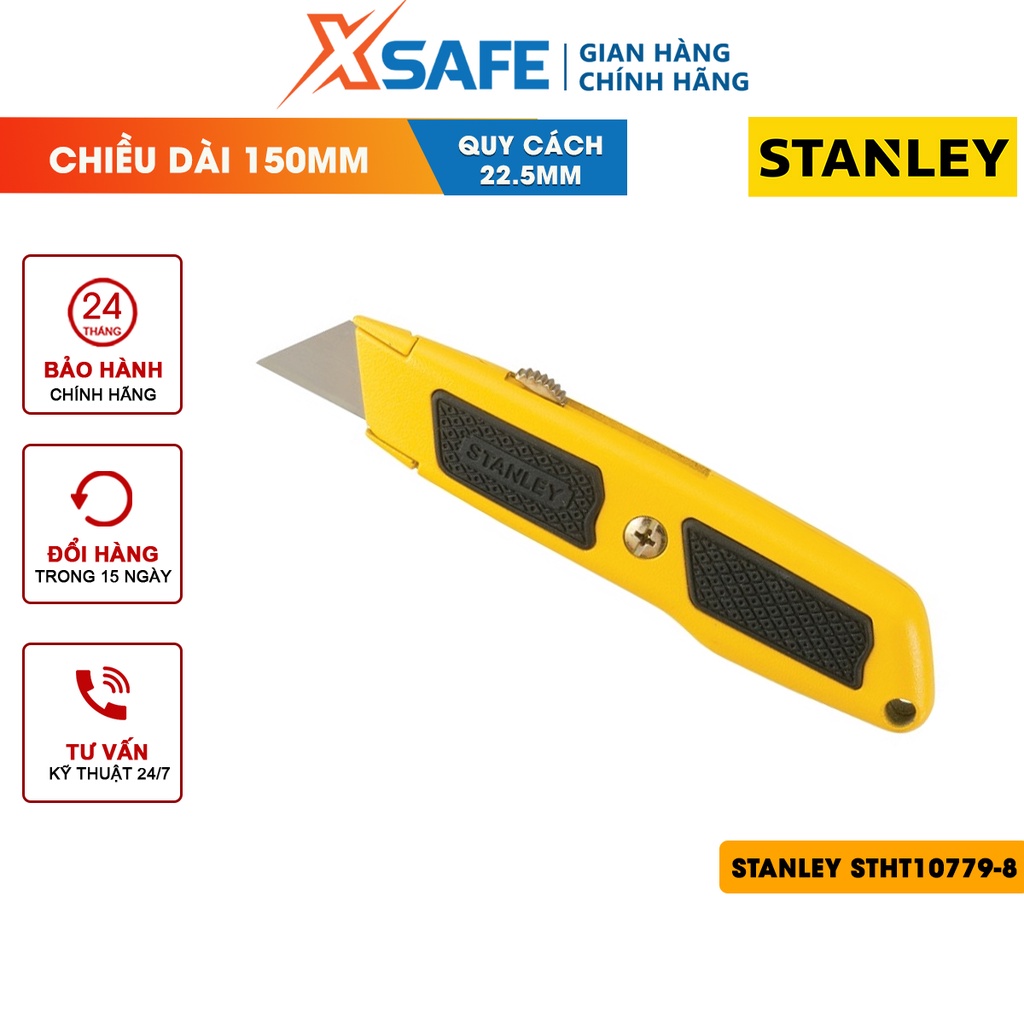 Dao rọc cáp cán nhôm STANLEY STHT10779-8 22.5x150mm, lưỡi dao hợp kim thép, tay nắm bọc cao su độ bám cao