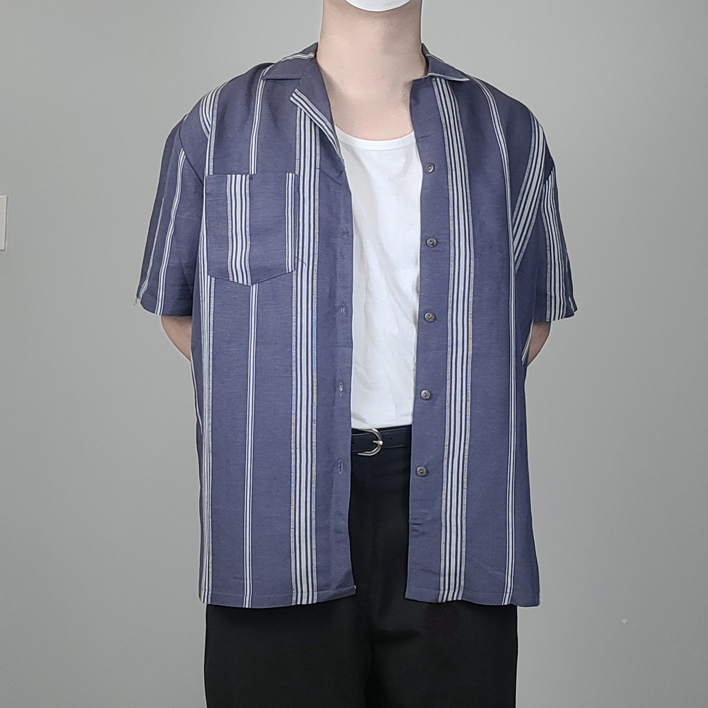 Sơ mi cộc tay nam cổ cuba, cuban shirt 3 phối máu trẻ trung, chất liệu linen