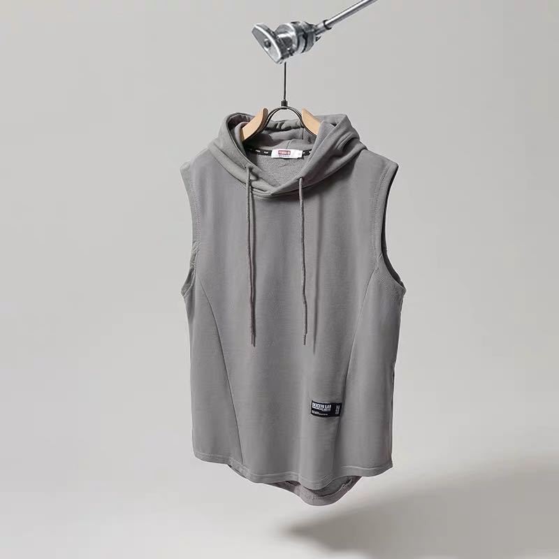 Áo Hoodie Sát Nách Vải Cotton Thiết Kế Trẻ Trung Cho Nam