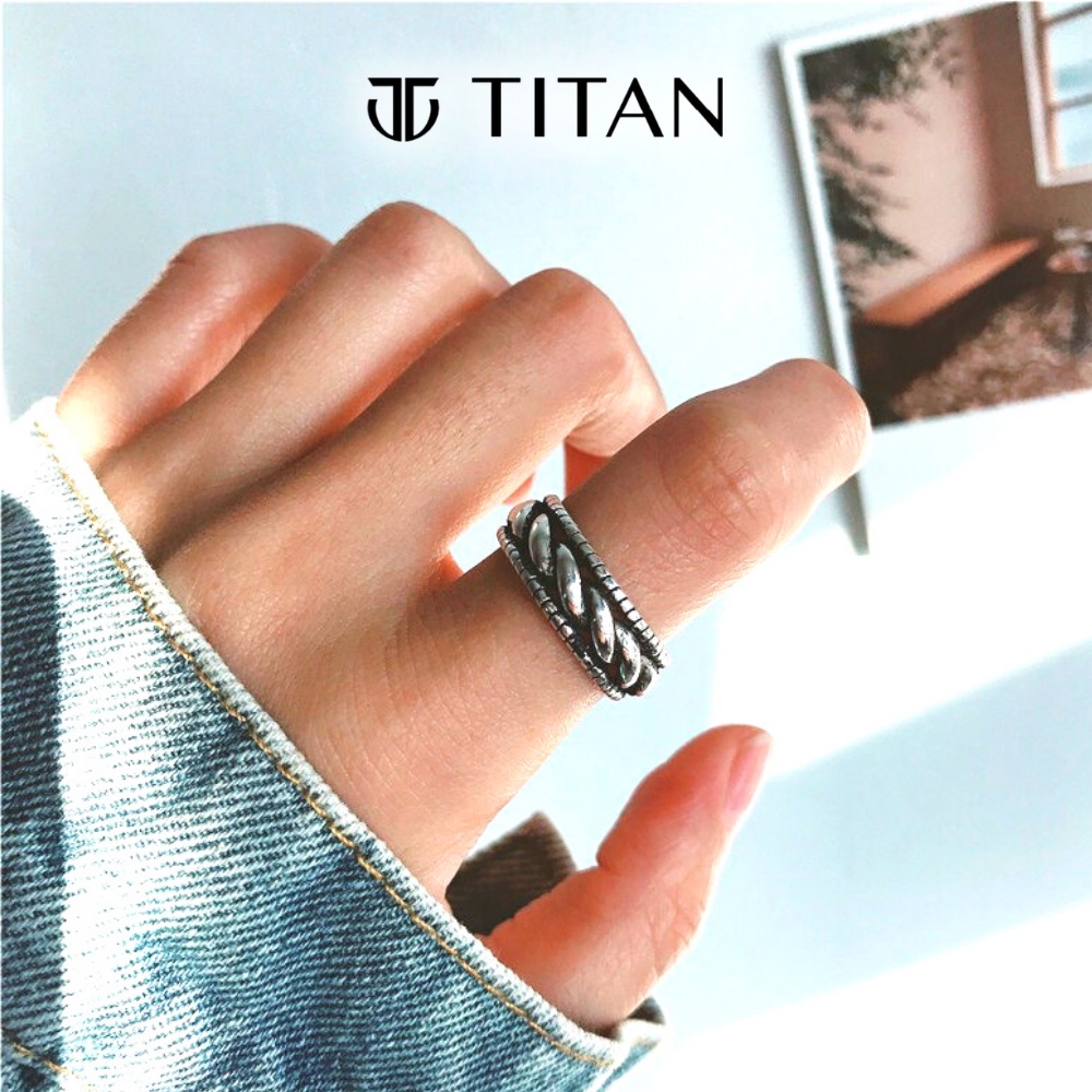 Nhẫn nam nữ họa tiết xoắn ốc, nhẫn thời trang unisex freesize cá tính không gỉ ring titan màu bạc 925 TITAN Shop