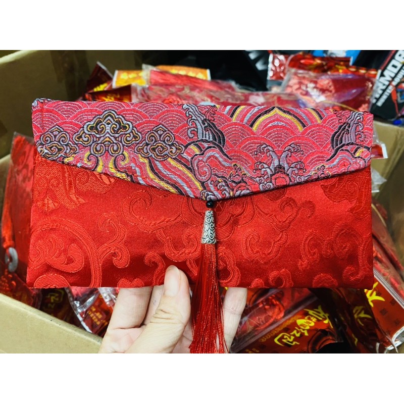 Bao lì xì vải gấm thêu cao cấp, bao lì xì tết