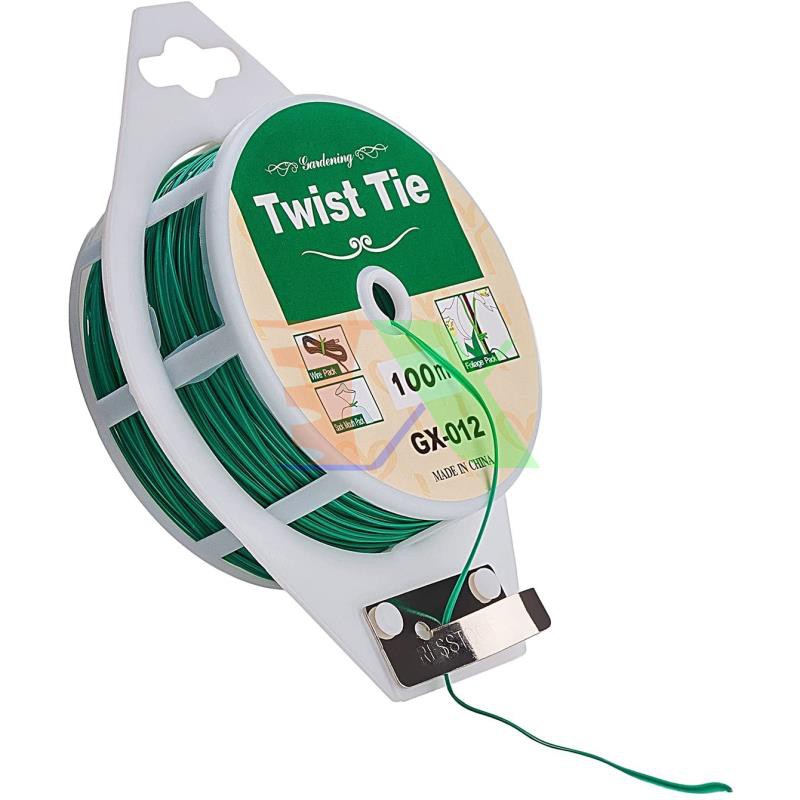 Cuộn dây buộc đồ đa năng Twist Tie GX-012, 100m Dây nhựa, lõi kẽm buộc Lan Dây leo