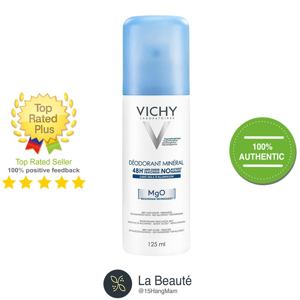 Vichy Déodorant Minéral 48H MgO - Xịt Khử Mùi Giàu Khoáng Vichy 125ml