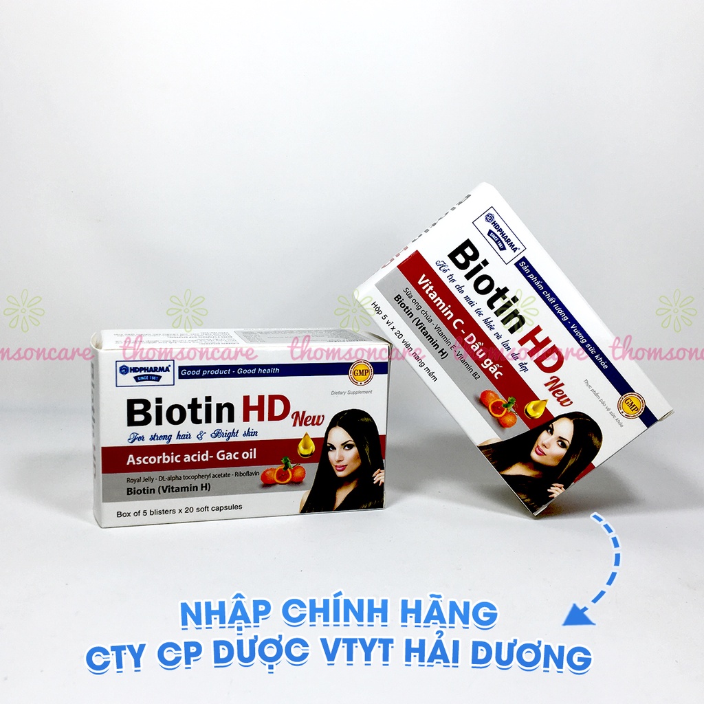 Bổ sung Biotin Vitamin H - giúp giảm rụng róc, sạm da - Hộp 100 viên uống mọc tóc